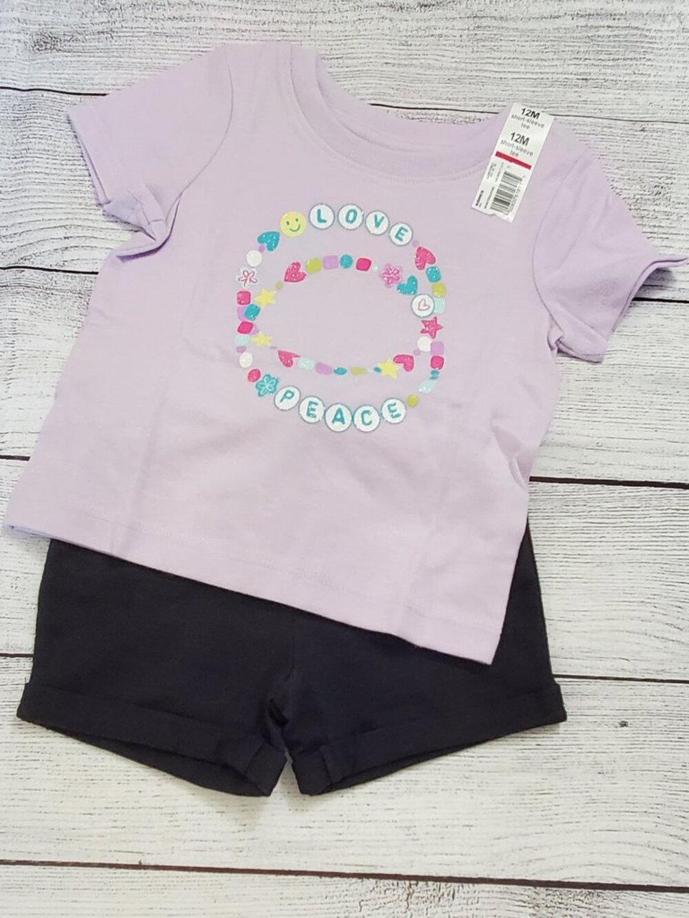 2 Piece Short Set for Baby Girls by Jumping Beans 12 mos Top & Shorts New w/Tags